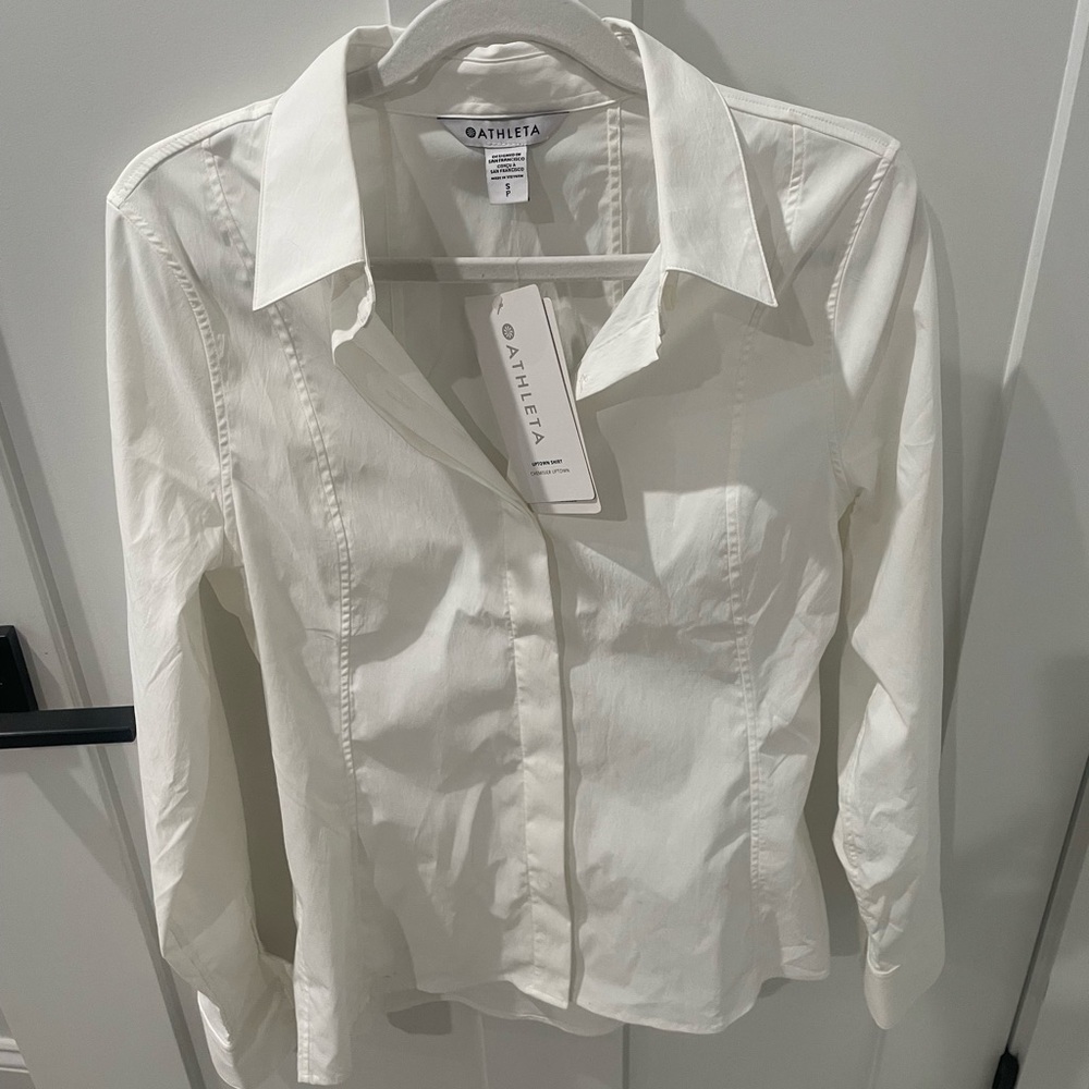 NWT- Athleta Crisp White Button Down Shirt
